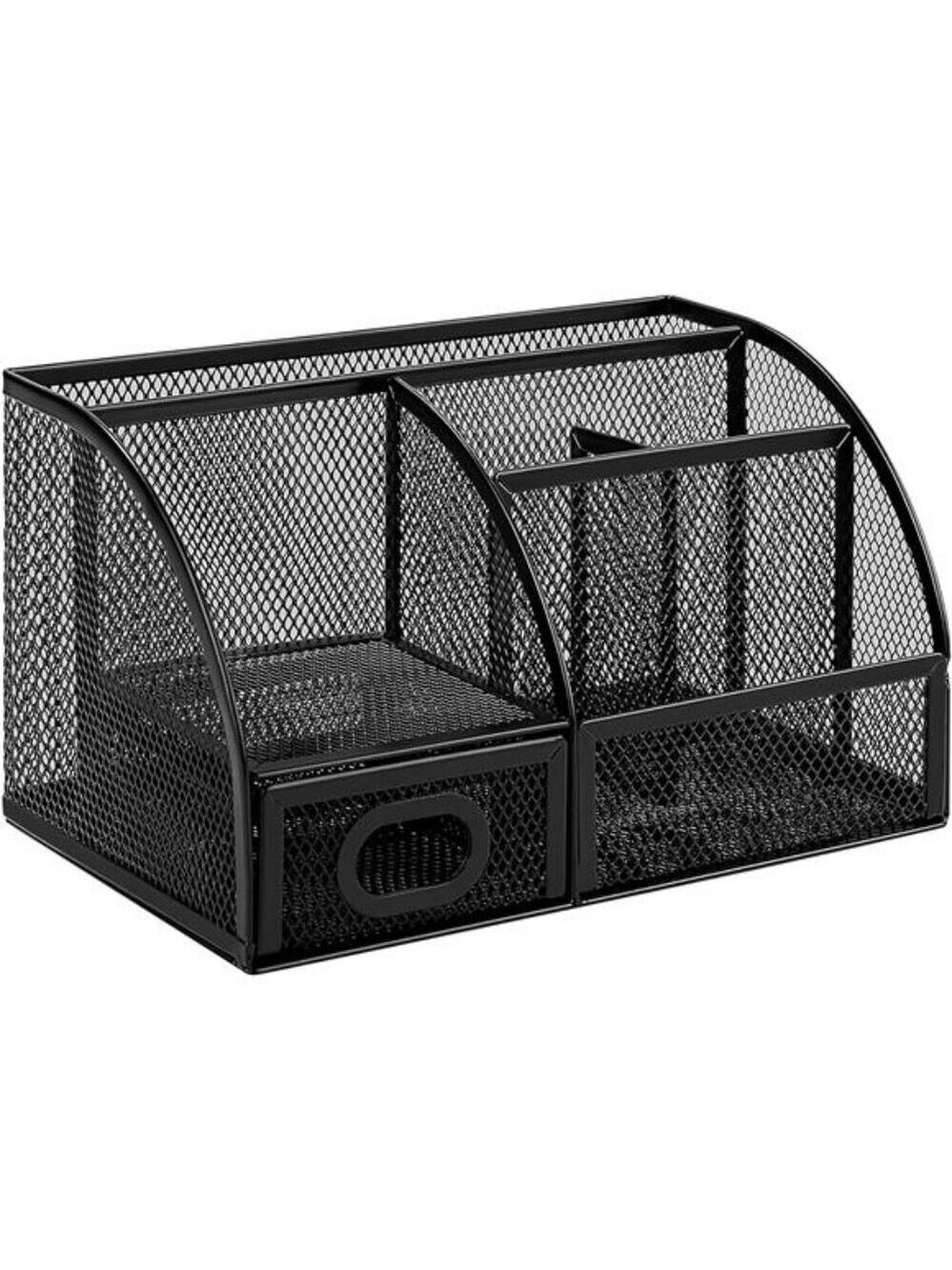 Mesh Desk Organizer Pen Holder Office Supply Caddy Black Metal Storage Bin
